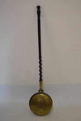 Lot 518 - Brass warming pan with pierced lid