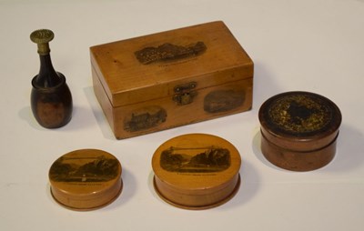 Lot 224 - Collection of treen, to include two Clifton  Mauchline ware boxes