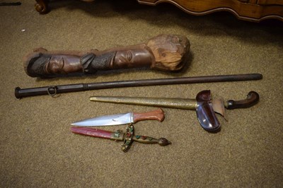 Lot 340 - Quantity of Eastern daggers, African figure etc