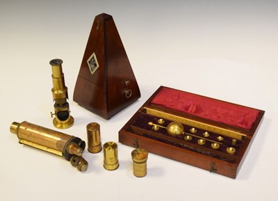 Lot 201 - Early 20th Century mahogany cased Maelzel metronome, etc.