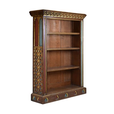 Lot 431 - Victorian oak and polychrome Gothic revival bookcase