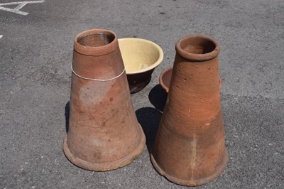 Lot 785 - Pair of terracotta rhubarb forcers and bowls