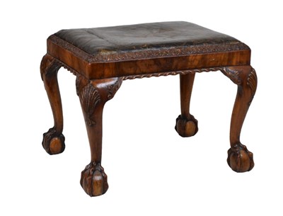 Lot 685 - Early 20th Century Georgian style stool with gilt leather armorial seat