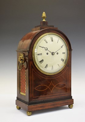 Lot 622 - Regency inlaid mahogany twin fusee bracket clock