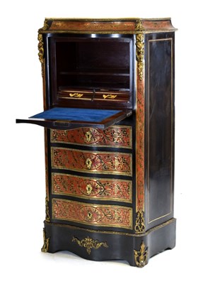 Lot 612 - 19th Century red boulle secretaire a abattant