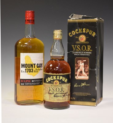 Lot 241 - Cockspur V.S.O.R Garfield Sobers Special Edition rum and 1 litre bottle of Mount Gay rum