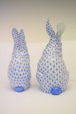 Lot 370 - Herend, Hungary - Two porcelain models of rabbits