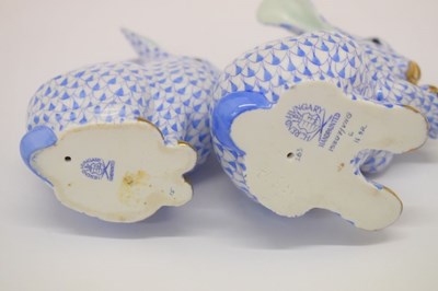 Lot 370 - Herend, Hungary - Two porcelain models of rabbits