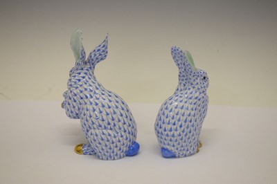 Lot 370 - Herend, Hungary - Two porcelain models of rabbits