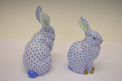 Lot 370 - Herend, Hungary - Two porcelain models of rabbits