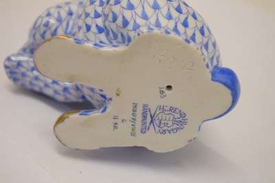 Lot 370 - Herend, Hungary - Two porcelain models of rabbits