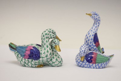 Lot 365 - Herend, Hungary - Two porcelain pairs of ducks