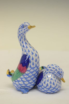 Lot 365 - Herend, Hungary - Two porcelain pairs of ducks