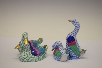 Lot 365 - Herend, Hungary - Two porcelain pairs of ducks