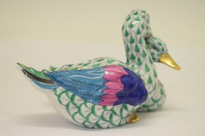 Lot 365 - Herend, Hungary - Two porcelain pairs of ducks