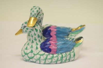 Lot 365 - Herend, Hungary - Two porcelain pairs of ducks