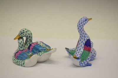 Lot 365 - Herend, Hungary - Two porcelain pairs of ducks