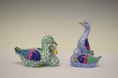 Lot 365 - Herend, Hungary - Two porcelain pairs of ducks