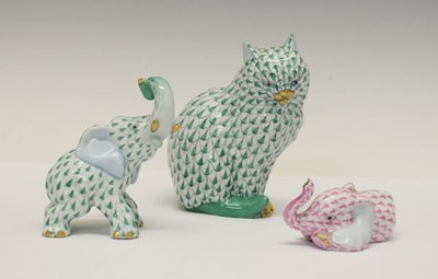 Lot 369 - Herend, Hungary - Three porcelain animal figures