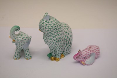 Lot 369 - Herend, Hungary - Three porcelain animal figures