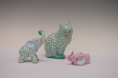 Lot 369 - Herend, Hungary - Three porcelain animal figures