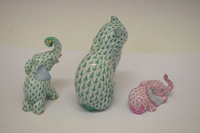 Lot 369 - Herend, Hungary - Three porcelain animal figures