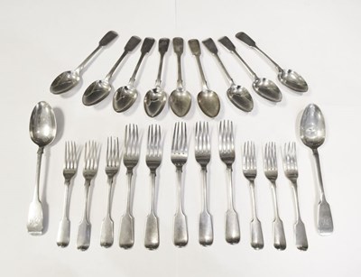 Lot 158 - Quantity of Fiddle pattern silver cutlery