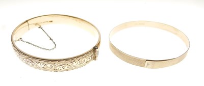 Lot 15 - 9ct gold expanding bangle, and a rolled gold bangle