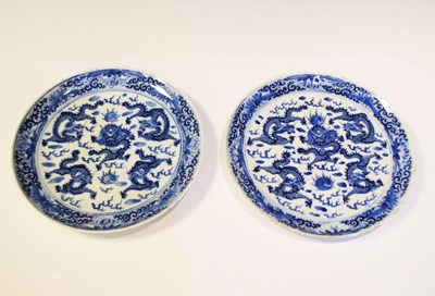 Lot 249 - Pair of Ming-style blue and white porcelain plates