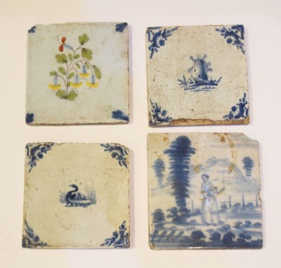 Lot 261 - Four 18th Century Delftware tiles