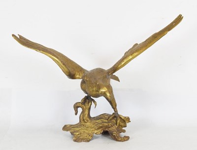 Lot 486 - Large cast brass eagle sculpture