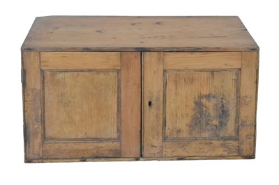 Lot 204 - Pine table-top enclosed cabinet fitted twenty drawers with wood samples