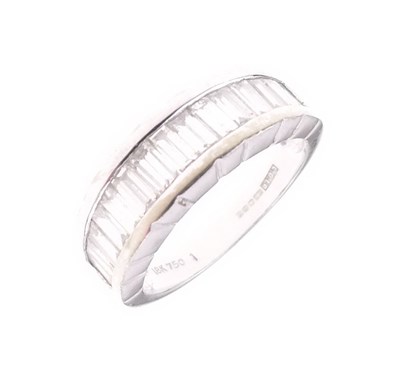 Lot 13 - Fifteen stone diamond 18ct white gold half hoop ring