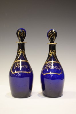 Lot 429 - Two early 19th Century 'Bristol' blue glass decanters