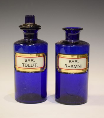 Lot 329 - Two 19th Century chemist's blue glass apothecary bottles