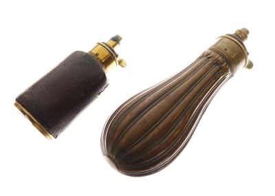 Lot 469 - Dixon & Sons powder flask and copper fluted example