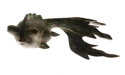 Lot 322 - Japanese patinated bronze model of a Shubunkin goldfish