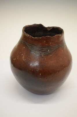 Lot 252 - Sotho pot, chicken head pot, terracotta vessel