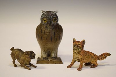 Lot 262 - Austrian cold painted bronzes and brass owl