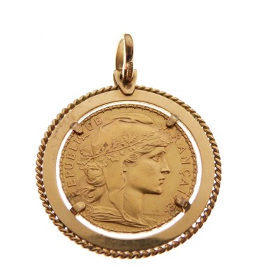 Lot 78 - French 20 Franc coin in pendant mount