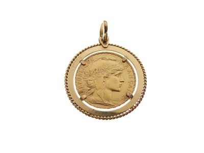 Lot 78 - French 20 Franc coin in pendant mount