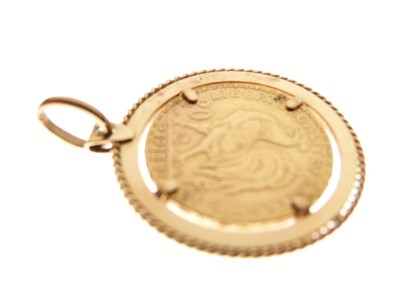 Lot 78 - French 20 Franc coin in pendant mount