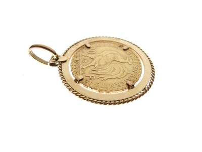 Lot 78 - French 20 Franc coin in pendant mount