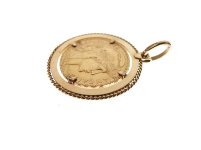 Lot 78 - French 20 Franc coin in pendant mount