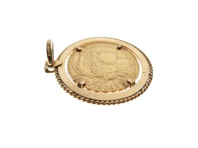 Lot 78 - French 20 Franc coin in pendant mount