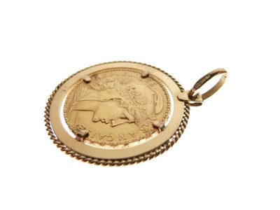 Lot 78 - French 20 Franc coin in pendant mount