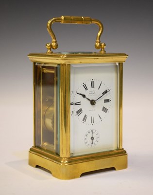 Lot 631 - French brass cased carriage clock with alarm