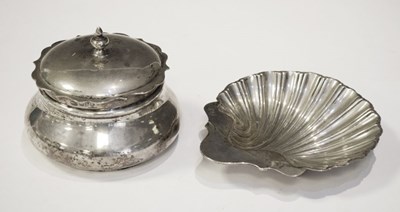 Lot 168 - Late Victorian silver scallop shell butter dish and silver lidded pot