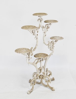 Lot 654 - Late Victorian white painted cast iron plant stand