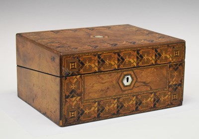 Lot 290 - Victorian walnut and parquetry writing box